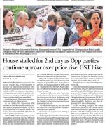 house stalled for 2nd day as opp parties continue over price rise gst hike 