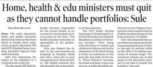 Home,health and edu ministers must quit as they cannot handle portfolios-sule 