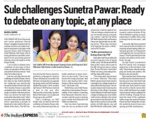 Sule challenges Sunetra Pawar; Ready to debate on any topic, at any place 