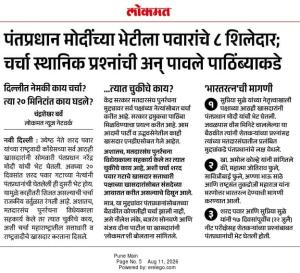 पंतप्रधान मोदींच्या भेटीला पवारांचे ८ शिलेदार; चर्चा स्थानिक प्रश्नांची अन् पावले पाठिंब्याकडे