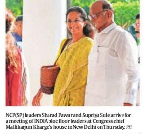 NCP[SP] President Sharad Pawar and MP Supriya sule in INDIA meeting 