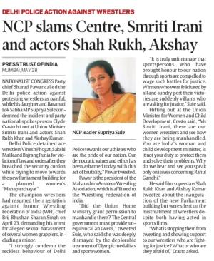 NCP slams center, Smriti Irani and actor Shahrukh, Akshay 