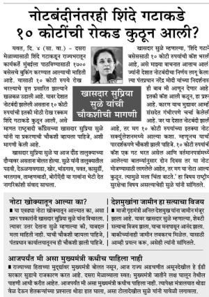 नोटबंदीनंतरही शिंदे गटाकडे १० कोटींची रोकड कुठून आली?-खासदार सुप्रिया सुळे  