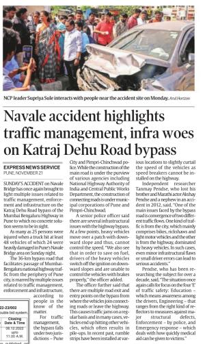 ncp leader supriya sule interacts with people near the accident site navale bridge 