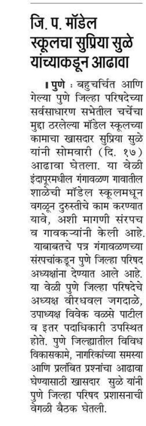 जि. प. मॉडेल स्कूलचा सुप्रिया सुळे यांच्याकडून आढावा