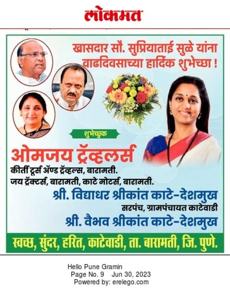 खासदार सुप्रियाताई सुळे वाढदिवस शुभेच्छा 