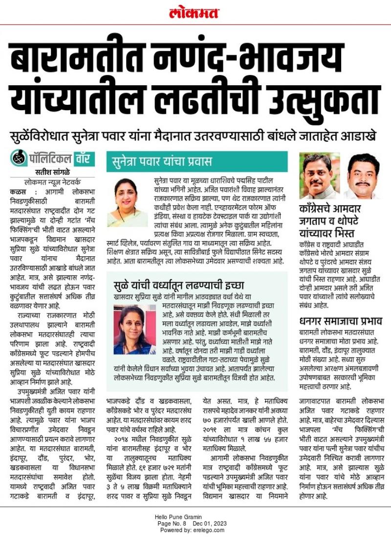 सुळे यांची वर्ध्यातून लढण्याची इच्छा 