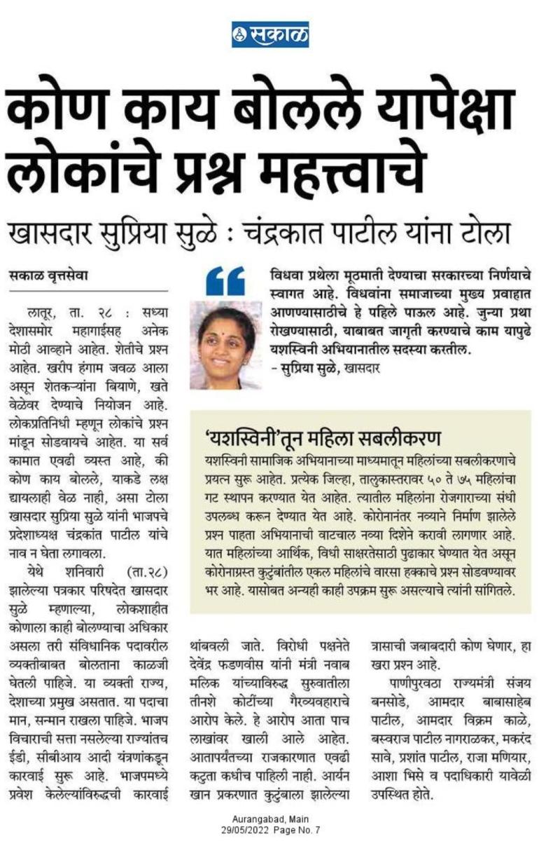 कोण काय बोलले यापेक्षा लोकांचे प्रश्न महत्वाचे-खासदार सुप्रिया सुळे 