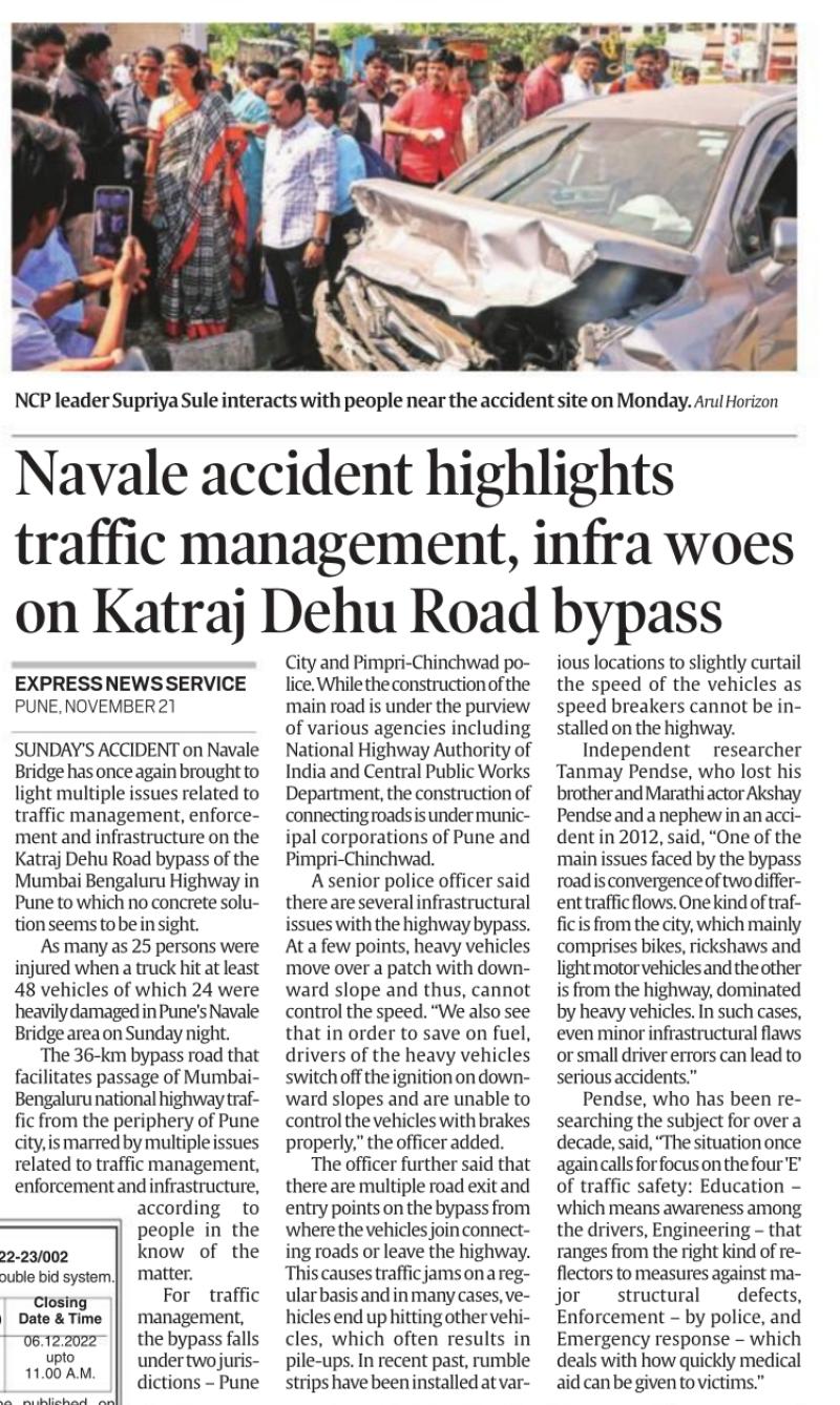 ncp leader supriya sule interacts with people near the accident site navale bridge 