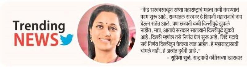 महाराष्ट्राचे महत्व कमी करण्याचे काम-खासदार सुप्रिया सुळे 