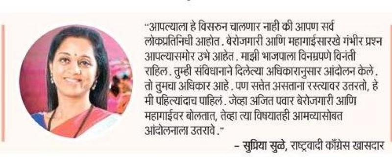 तर भाजपनेही आमच्यासोबत आंदोलनात उतरावे- खासदार सुप्रिया सुळे 