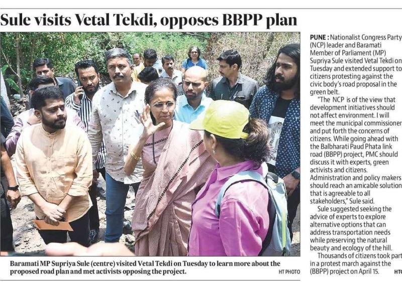 sule visit vetal tekdi, opposes BBPP plan 