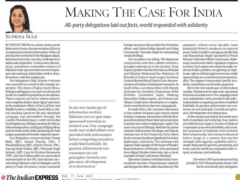 MAKING THE CASE FOR INDIA All-party delegations laid out facts, world responded with solidarity