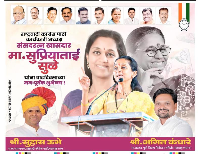 खासदार सुप्रियाताई सुळे वाढदिवस शुभेच्छा 
