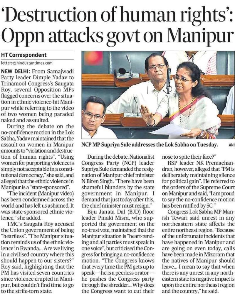 destruction of human rights oppn attacks govt on manipur 